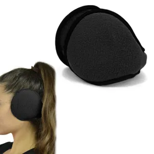 1 Black Ear Muff Wrap Winter Warmers Basic Polar Fleece Earmuff Grip Soft Unisex