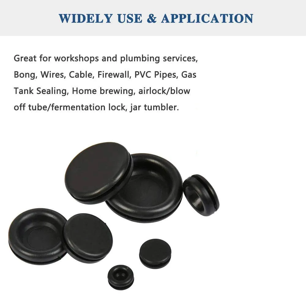 170PCS Rubber Grommet Firewall Hole Plug Kit - 7 Sizes for Wiring & Drilling Projects
