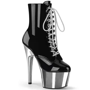 ADORE-1020 Pleaser Black/Silver Sexy Platform Shoes (Pole Dancing Heels)