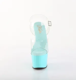 ADORE-708 Pleaser Clear/Aqua Sexy Platform Shoes (Pole Dancing Heels)