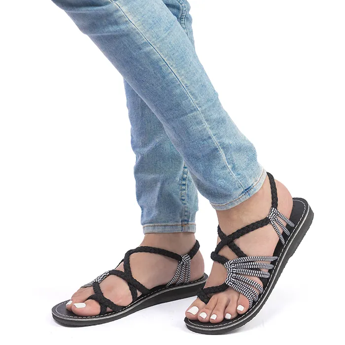 Banyan - Black Zebra Rope Sandals