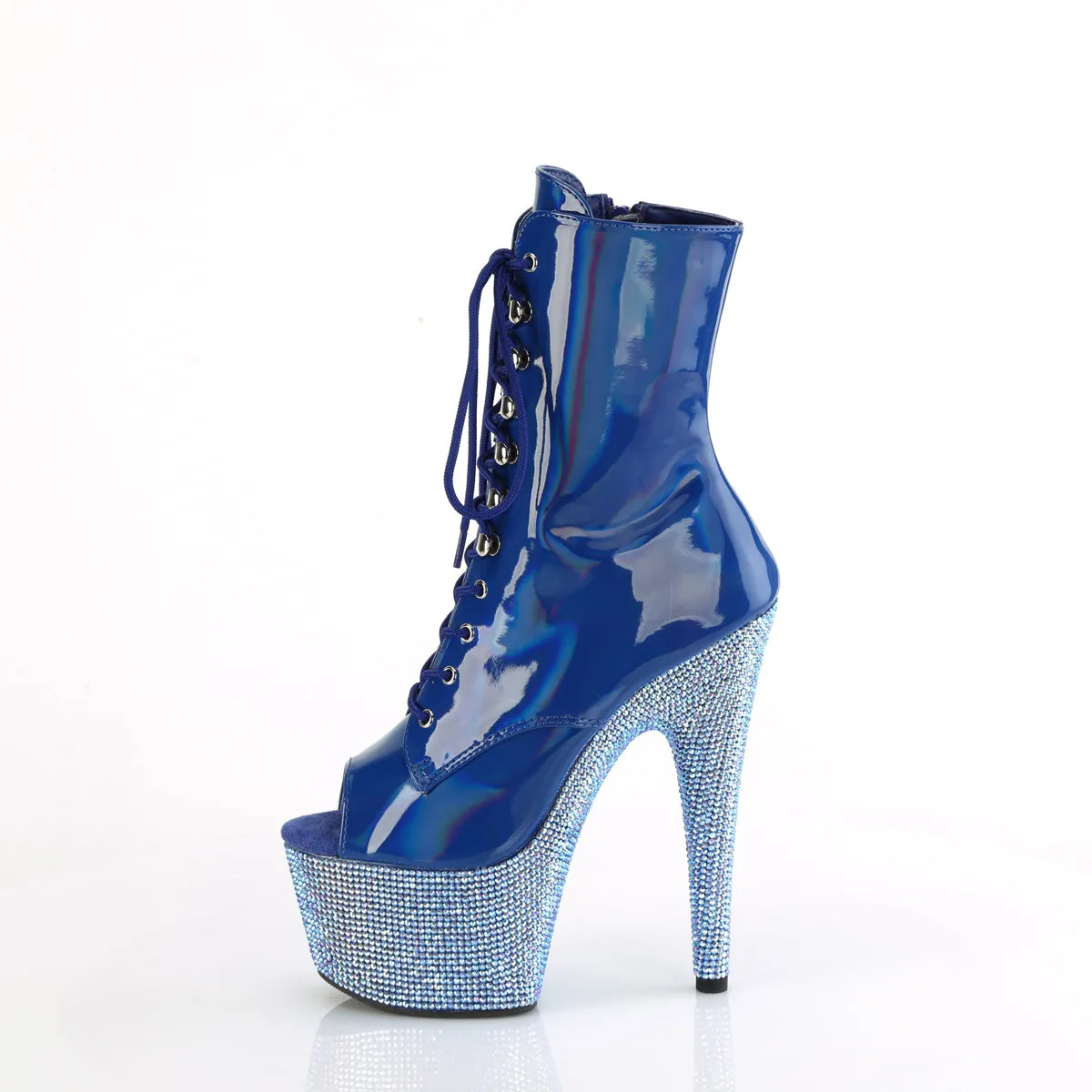 BEJEWELED-1021-7 Pleaser Blue Holo Patent Sexy Platform Shoes (Pole Dancing Heels)
