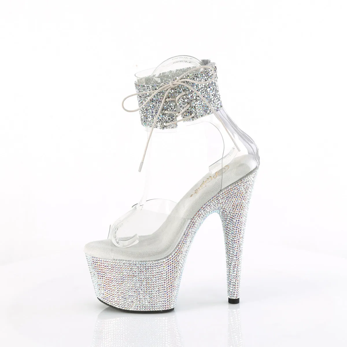 BEJEWELED-724RS-02 Pleaser Clear/Silver Sexy Platform Shoes (Pole Dancing Heels)