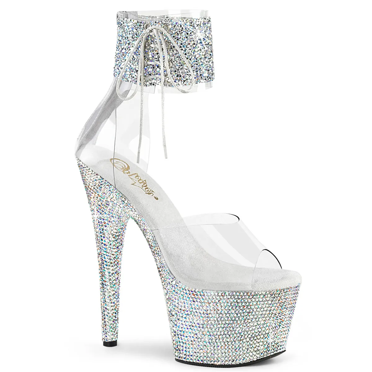 BEJEWELED-724RS-02 Pleaser Clear/Silver Sexy Platform Shoes (Pole Dancing Heels)