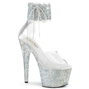 BEJEWELED-724RS-02 Pleaser Clear/Silver Sexy Platform Shoes (Pole Dancing Heels)