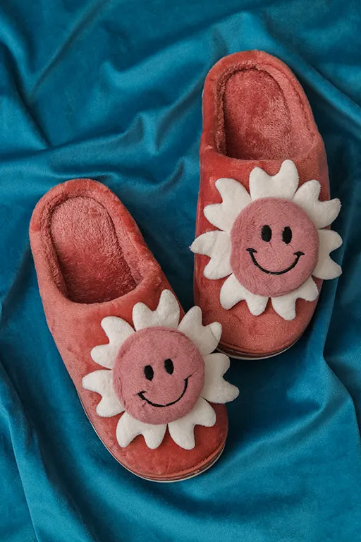 Brauch Women's Pink Smiley Fur Winter Slippers