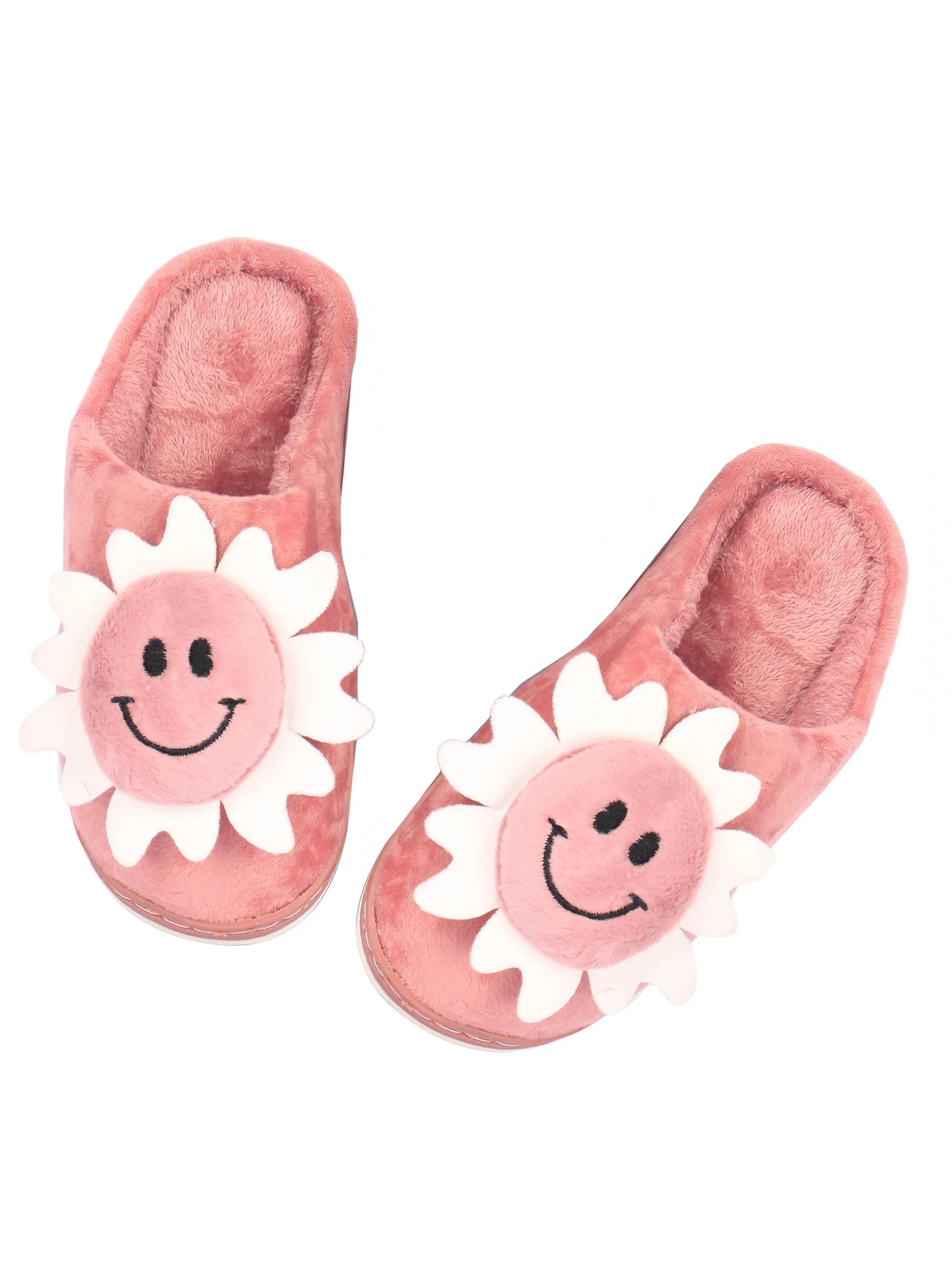 Brauch Women's Pink Smiley Fur Winter Slippers