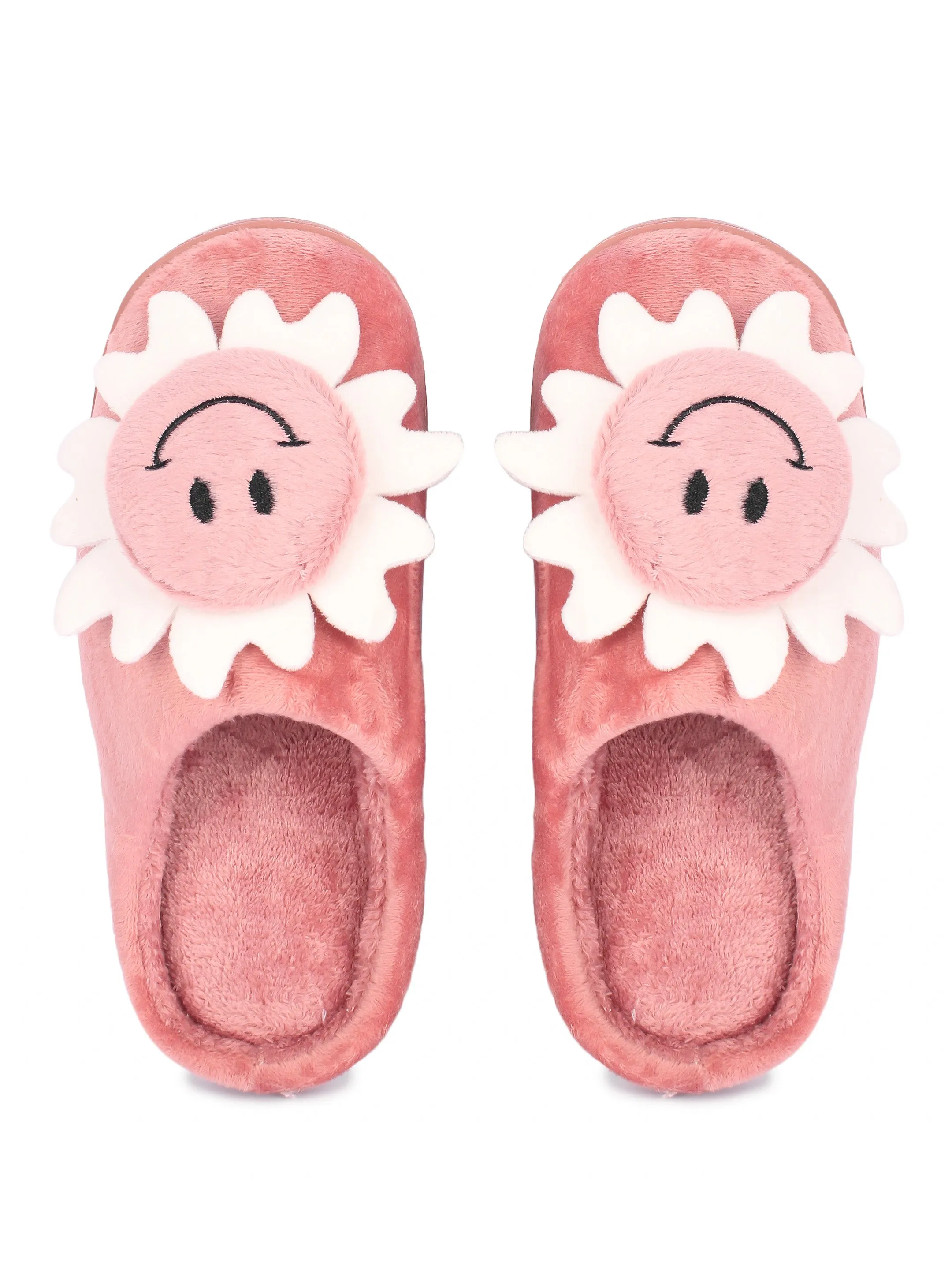 Brauch Women's Pink Smiley Fur Winter Slippers