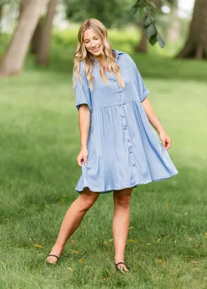 Brenna Chambray Tiered Shirt Midi Dress