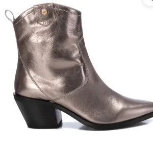 Carmela metallic leather western ankle boots
