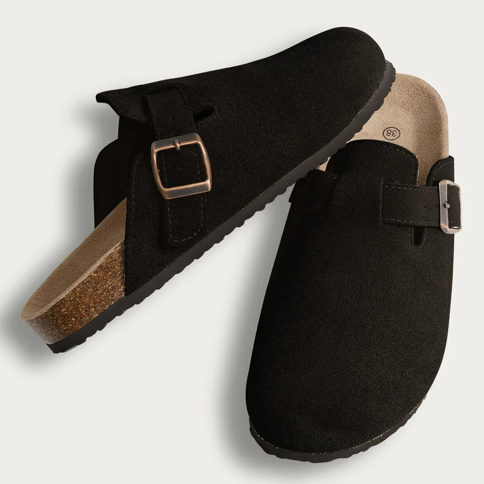 Crestar Cork Suede Mules Slippers For Women Fashion Men Clogs Shoes Classic Cork Antislip Outdoor Slippers With Arch Support