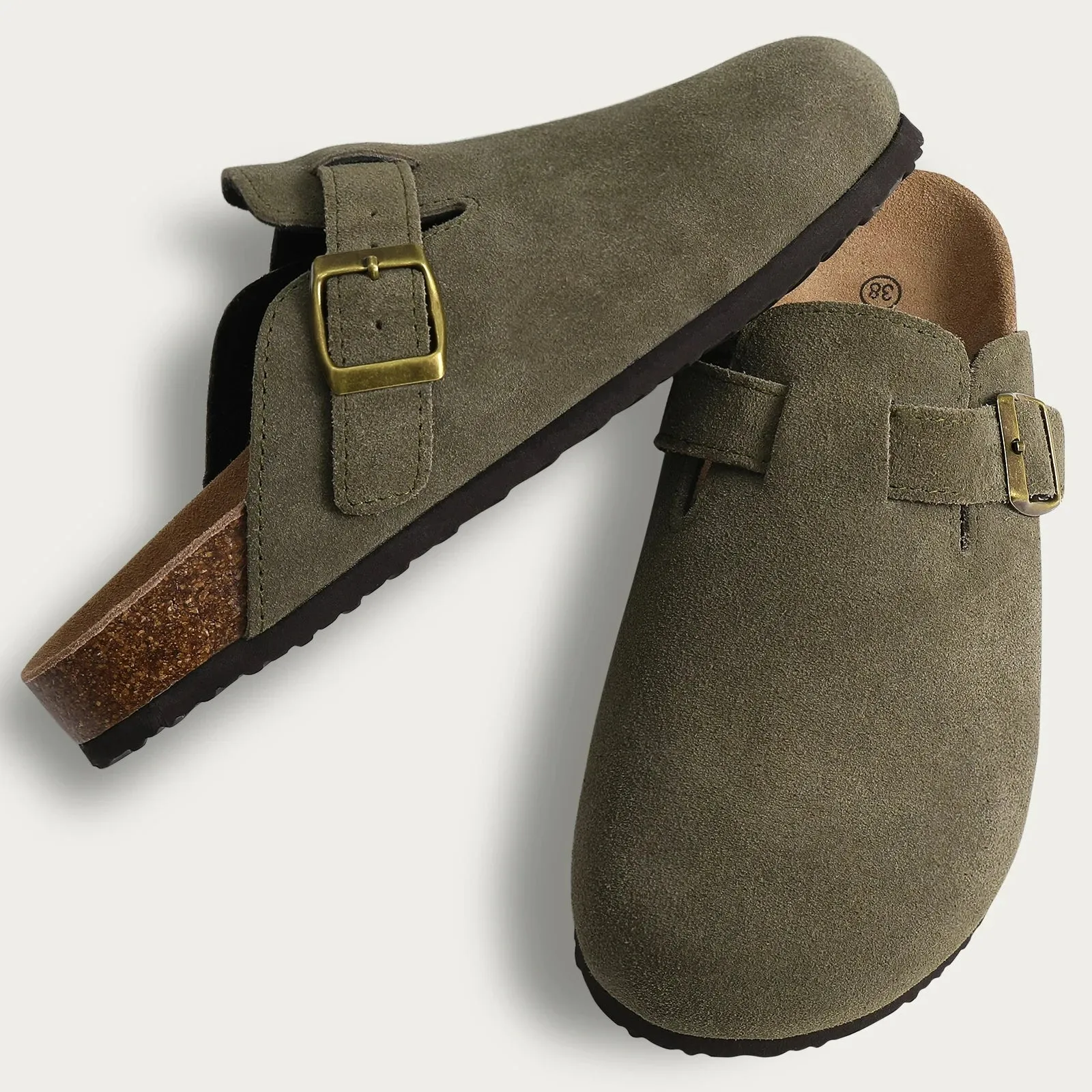 Crestar Cork Suede Mules Slippers For Women Fashion Men Clogs Shoes Classic Cork Antislip Outdoor Slippers With Arch Support