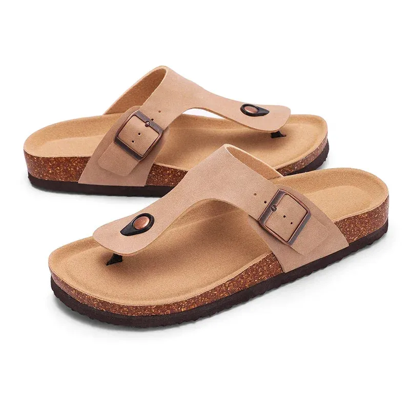 Crestar Cork Suede Mules Slippers For Women Fashion Men Clogs Shoes Classic Cork Antislip Outdoor Slippers With Arch Support