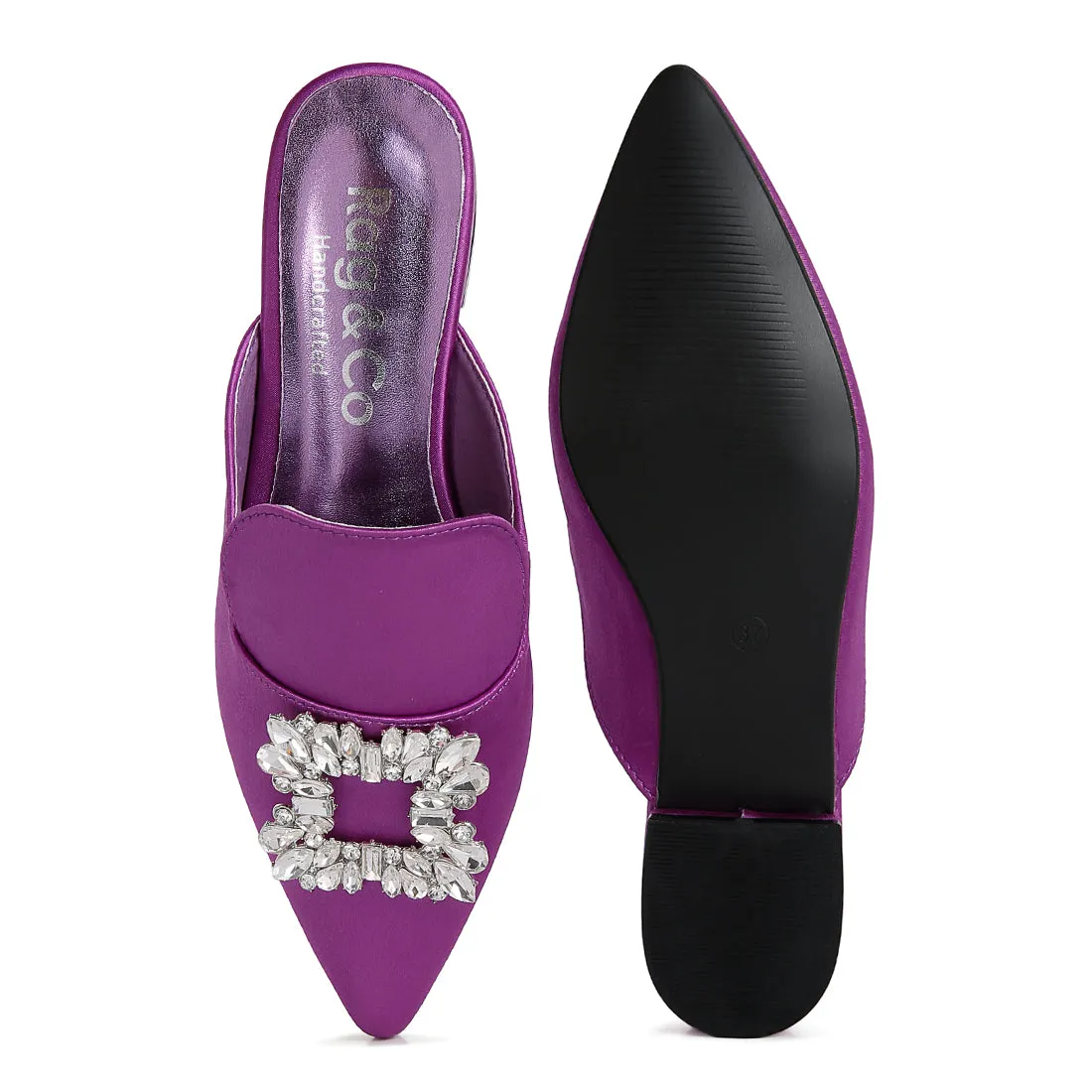 Diamante Jewel Mules In Purple