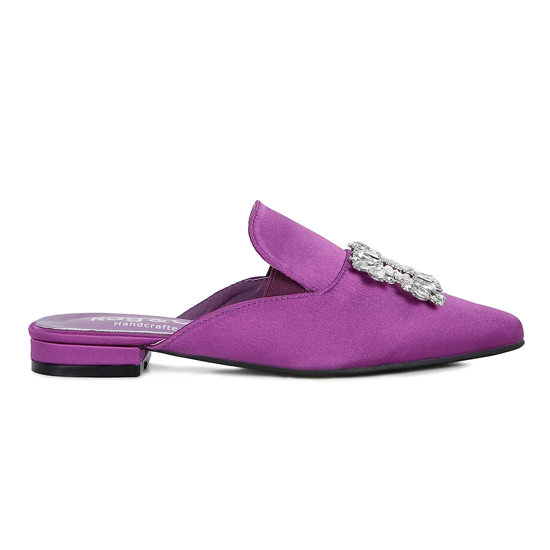 Diamante Jewel Mules In Purple