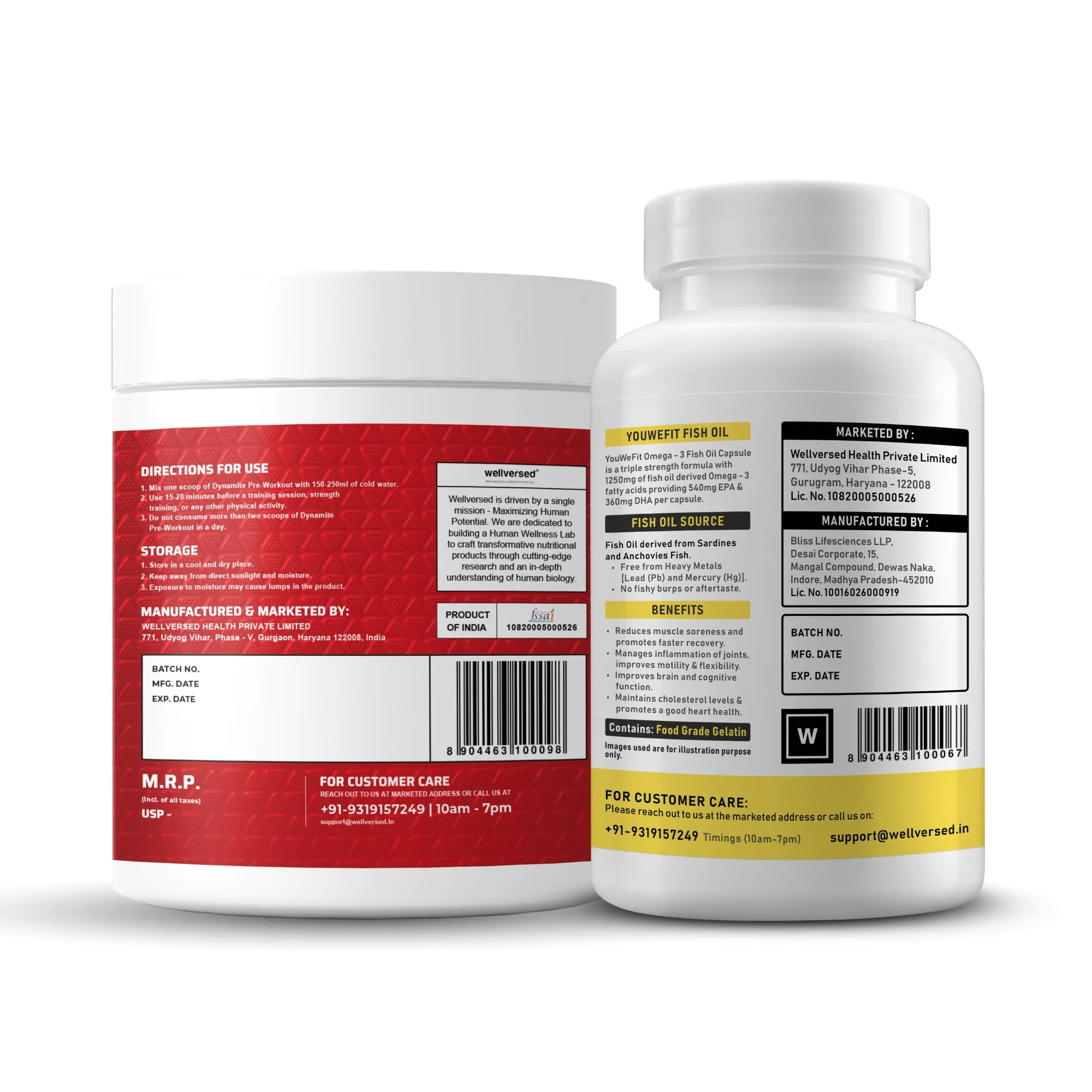Dynamite Pre-workout (15 Servings, Valencia Orange)   YouWeFit Triple Strength Fish Oil (30 Capsules) | Power & Recovery | For Men & Women