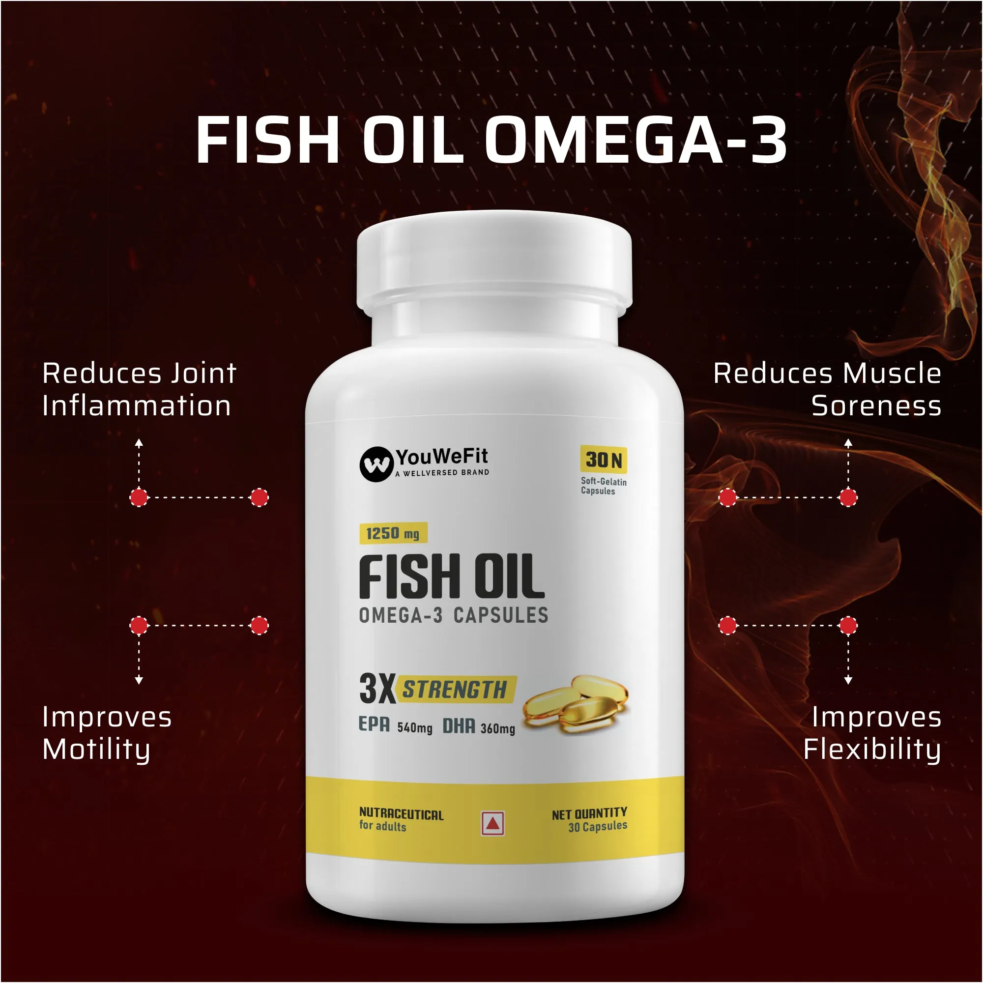Dynamite Pre-workout (15 Servings, Valencia Orange)   YouWeFit Triple Strength Fish Oil (30 Capsules) | Power & Recovery | For Men & Women