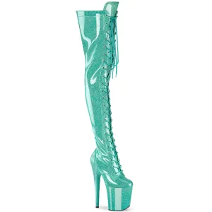 FLAMINGO-3020GP Pleaser Aqua Glitter Sexy Platform Shoes (Pole Dancing Heels)