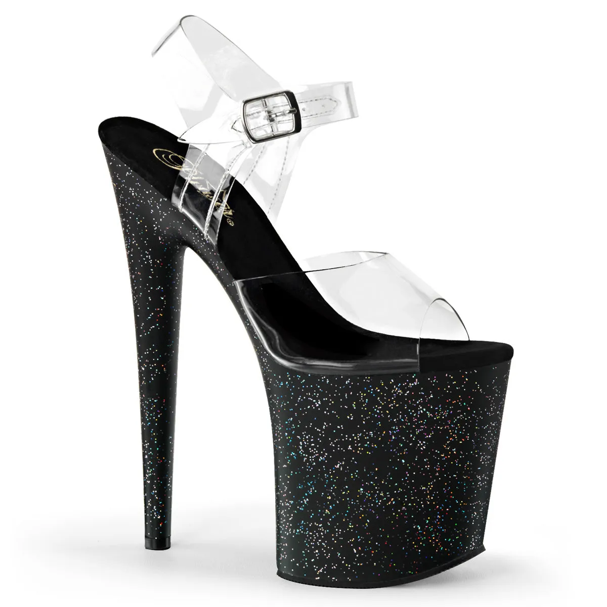 FLAMINGO-808MG Pleaser Clear/Black Sexy Platform Shoes (Pole Dancing Heels)