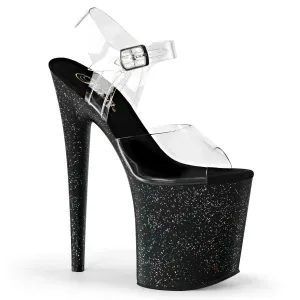 FLAMINGO-808MG Pleaser Clear/Black Sexy Platform Shoes (Pole Dancing Heels)