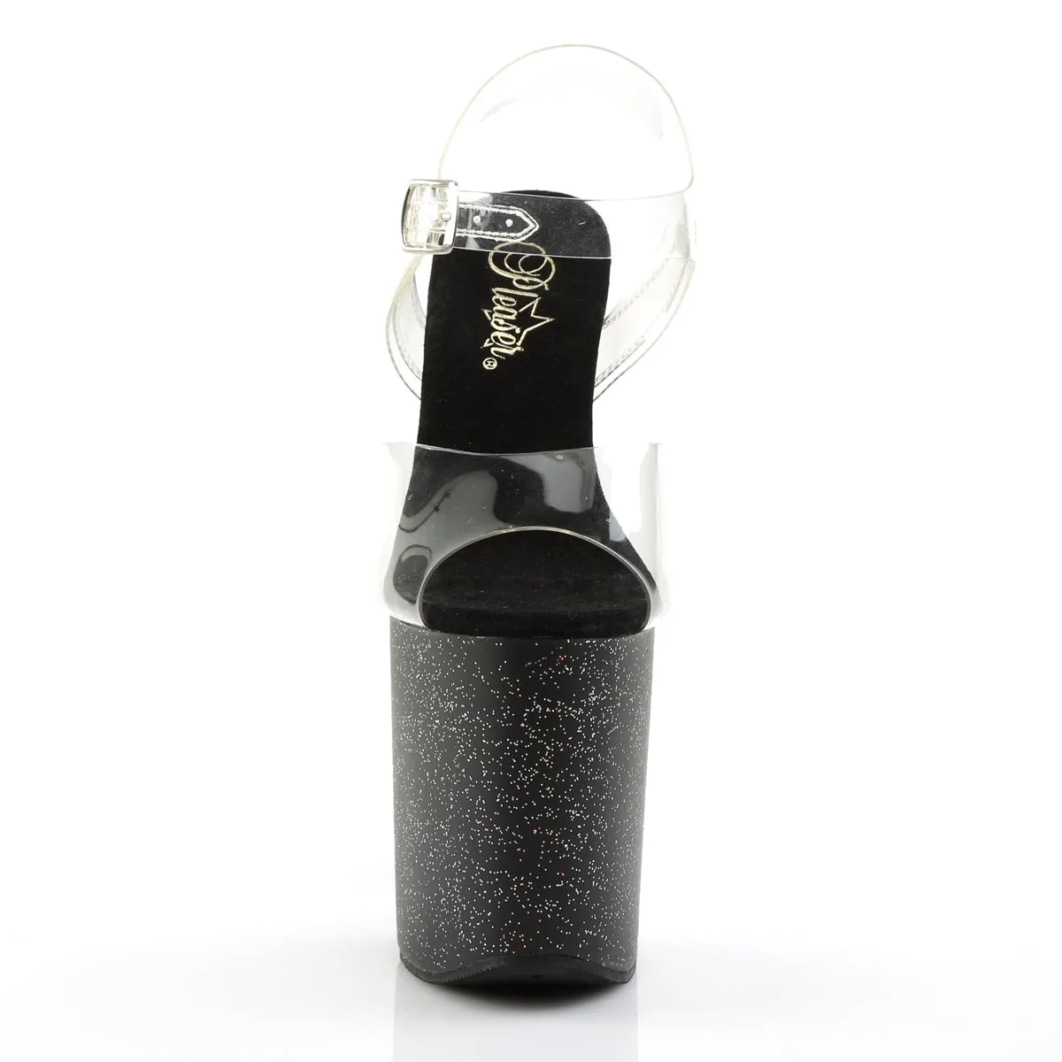 FLAMINGO-808MG Pleaser Clear/Black Sexy Platform Shoes (Pole Dancing Heels)