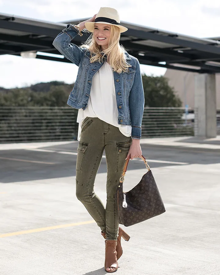 Grace & Lace Cargo Jeggings in Olive