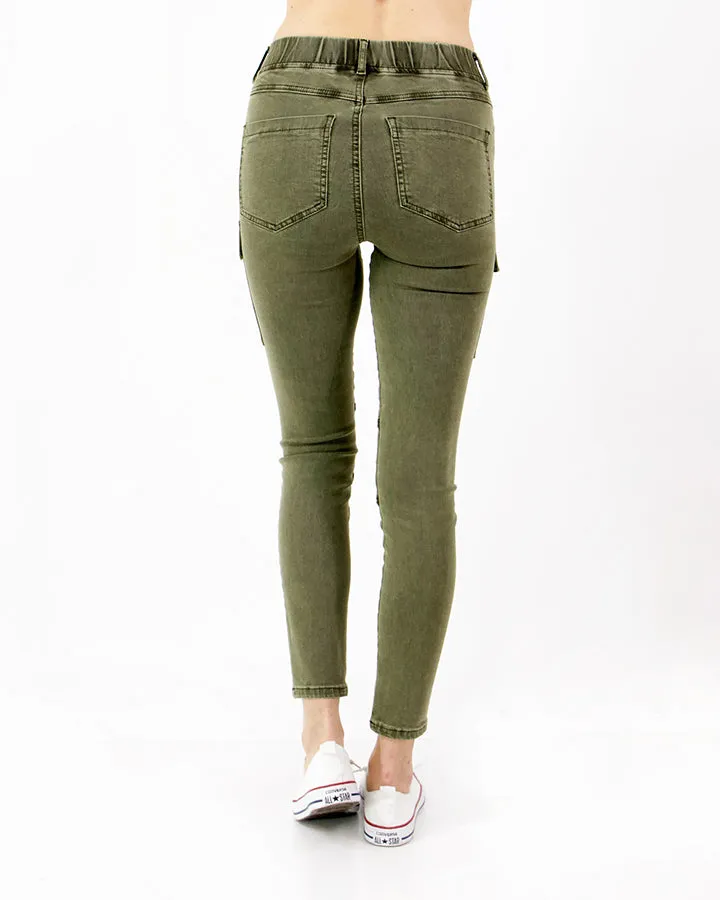Grace & Lace Cargo Jeggings in Olive