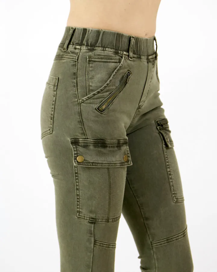 Grace & Lace Cargo Jeggings in Olive