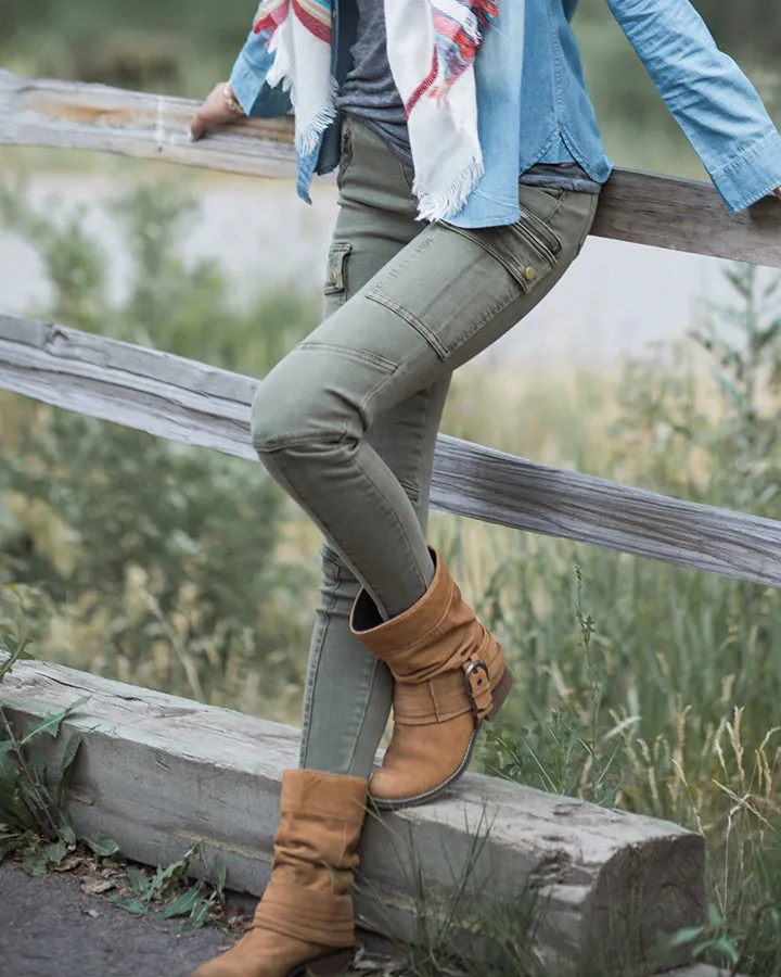 Grace & Lace Cargo Jeggings in Olive