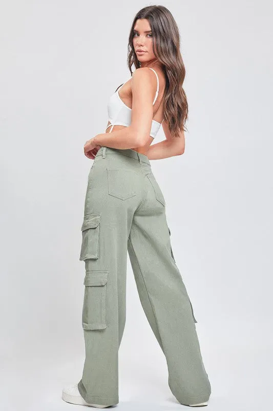 Grnte-Green Tea Junior High Rise Double Cargo Pants