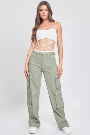 Grnte-Green Tea Junior High Rise Double Cargo Pants