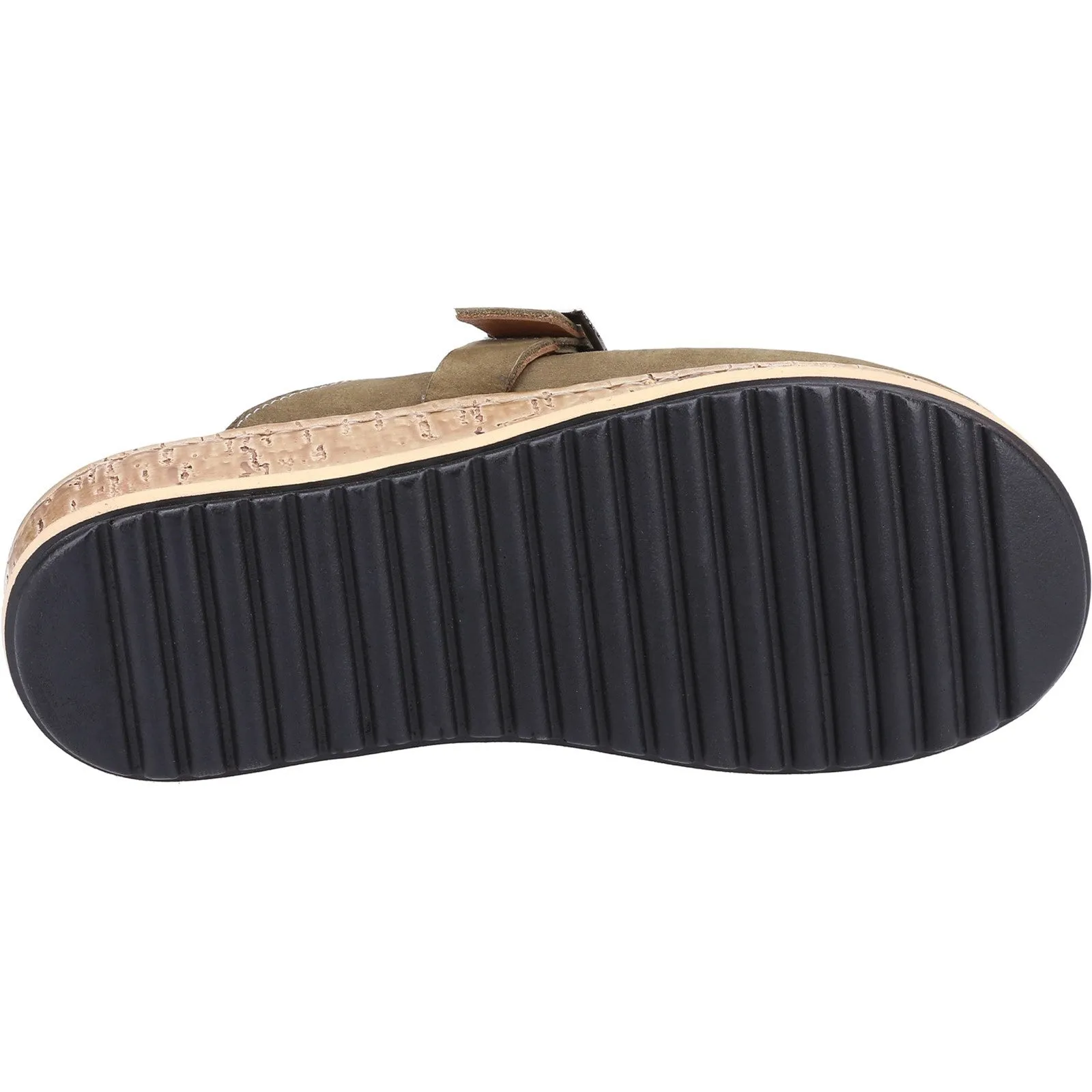 Hush Puppies Sorcha Ladies Khaki Leather Slip On Mules