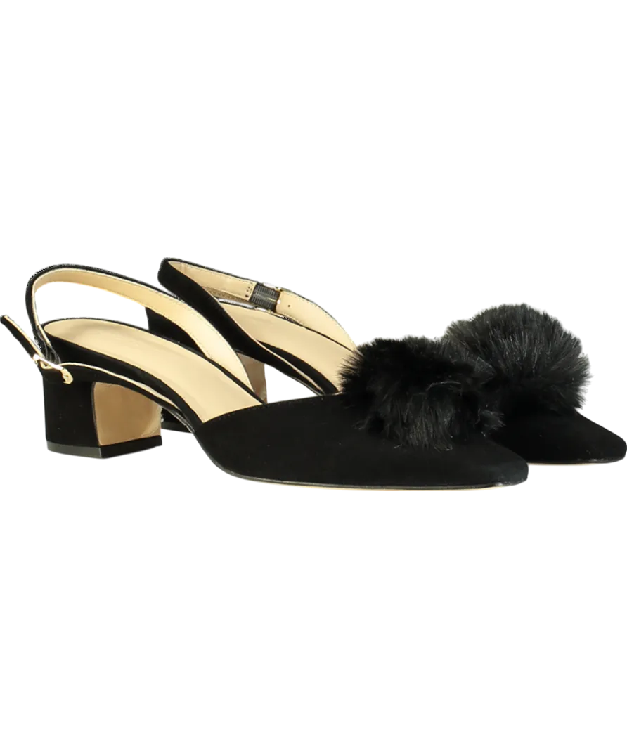 J. Mclaughlin Black Dita Suede Slingback Heels UK 7.5 EU 40.5 