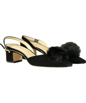J. Mclaughlin Black Dita Suede Slingback Heels UK 7.5 EU 40.5 