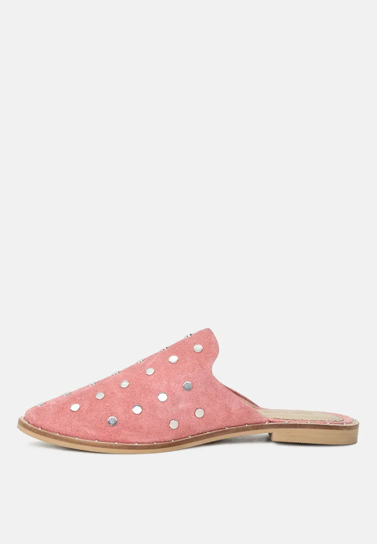 JODIE Dusty Pink Studded Leather Mules