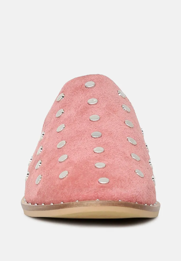 JODIE Dusty Pink Studded Leather Mules