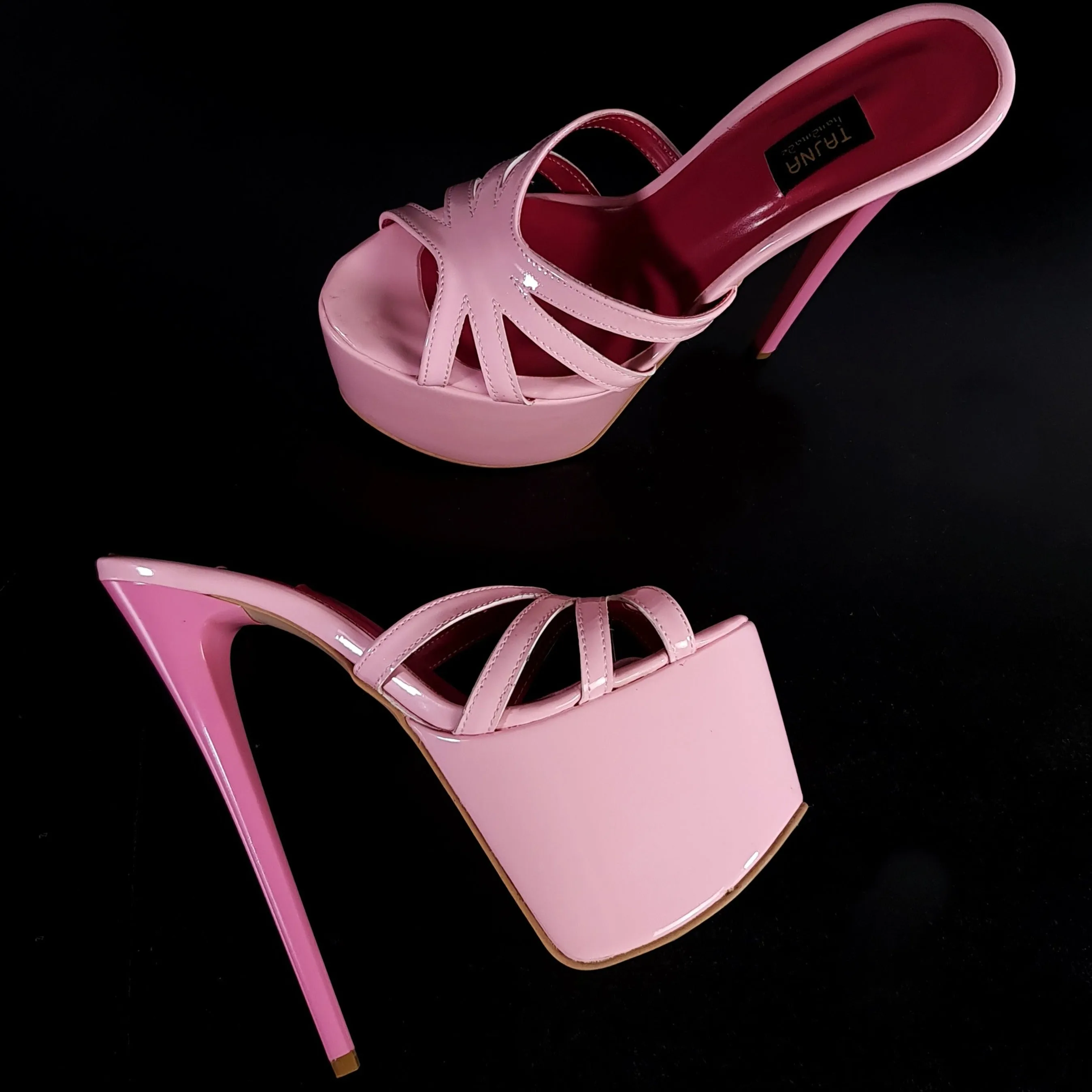 Light Pink Gloss High Heel Mules
