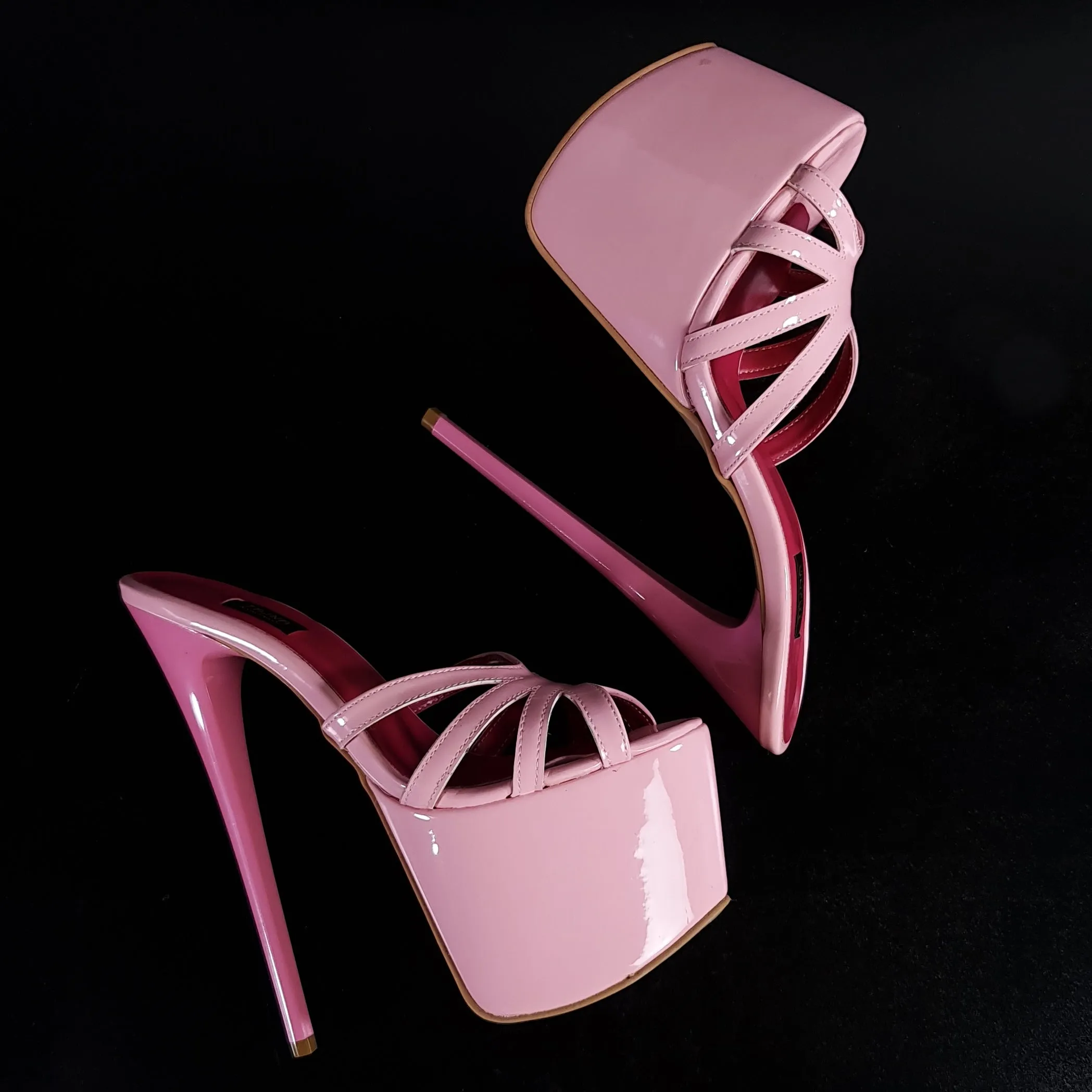Light Pink Gloss High Heel Mules