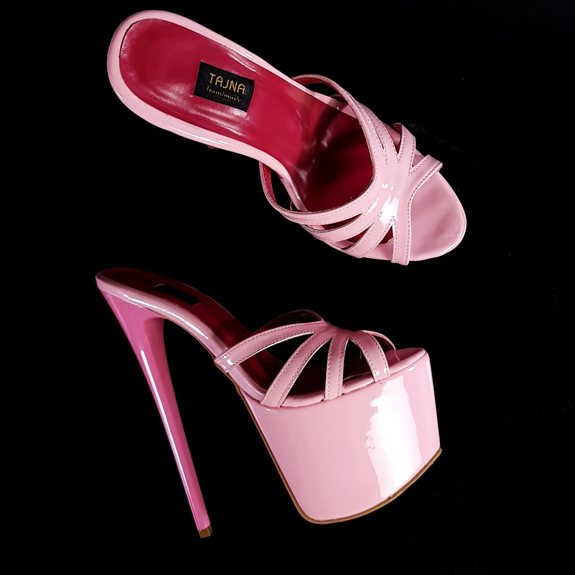 Light Pink Gloss High Heel Mules