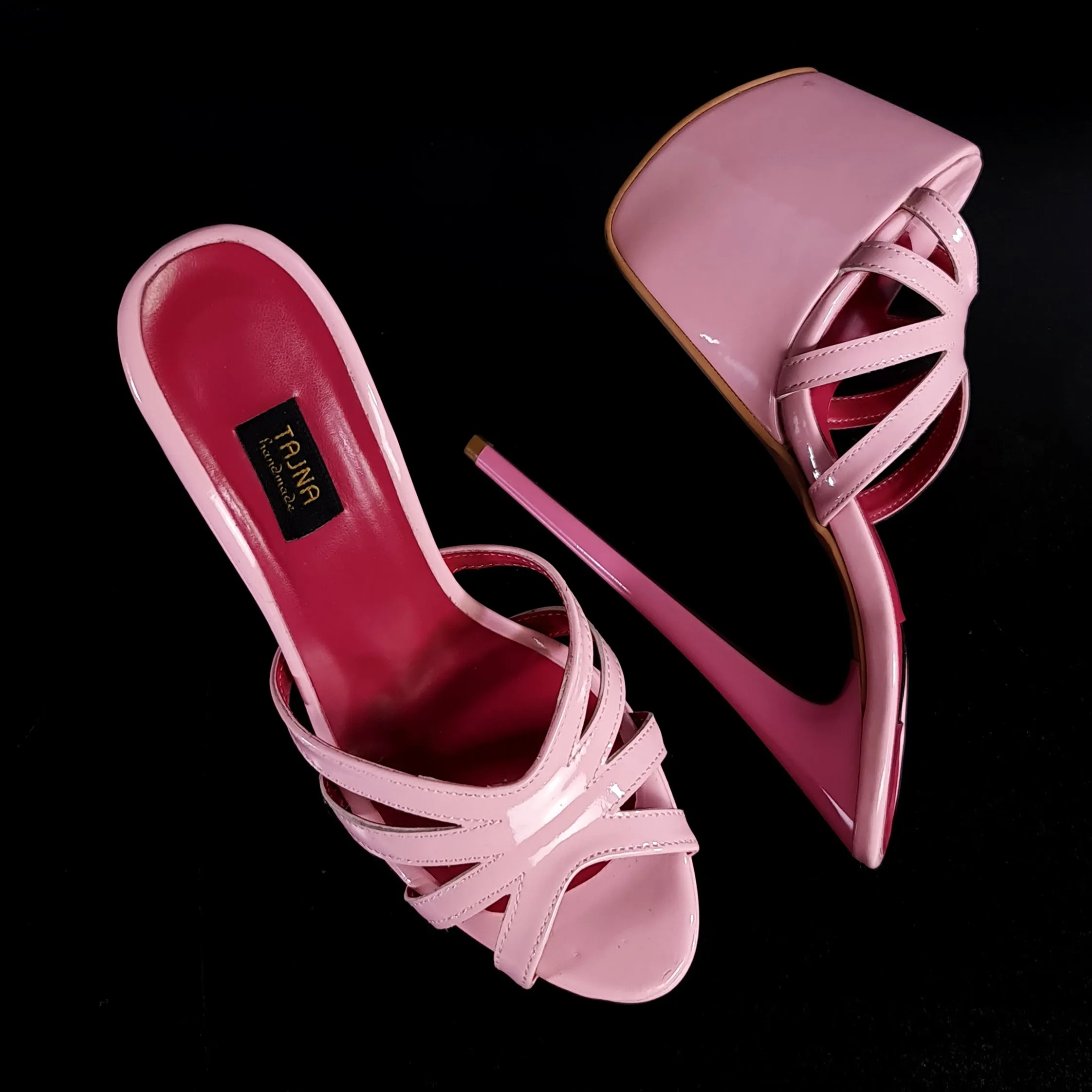 Light Pink Gloss High Heel Mules