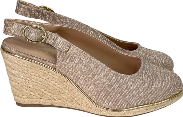 lipsy london Beige Standard Fit Mid Closed Toe Sparkly Slingback Wedges UK 5 EU 38 
