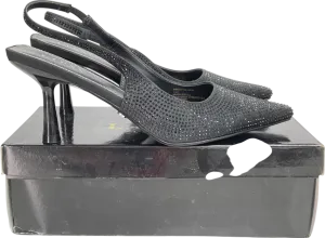 lipsy london Black Mid Heel Point Diamante Slingback Court Sandals UK 7 EU 40 