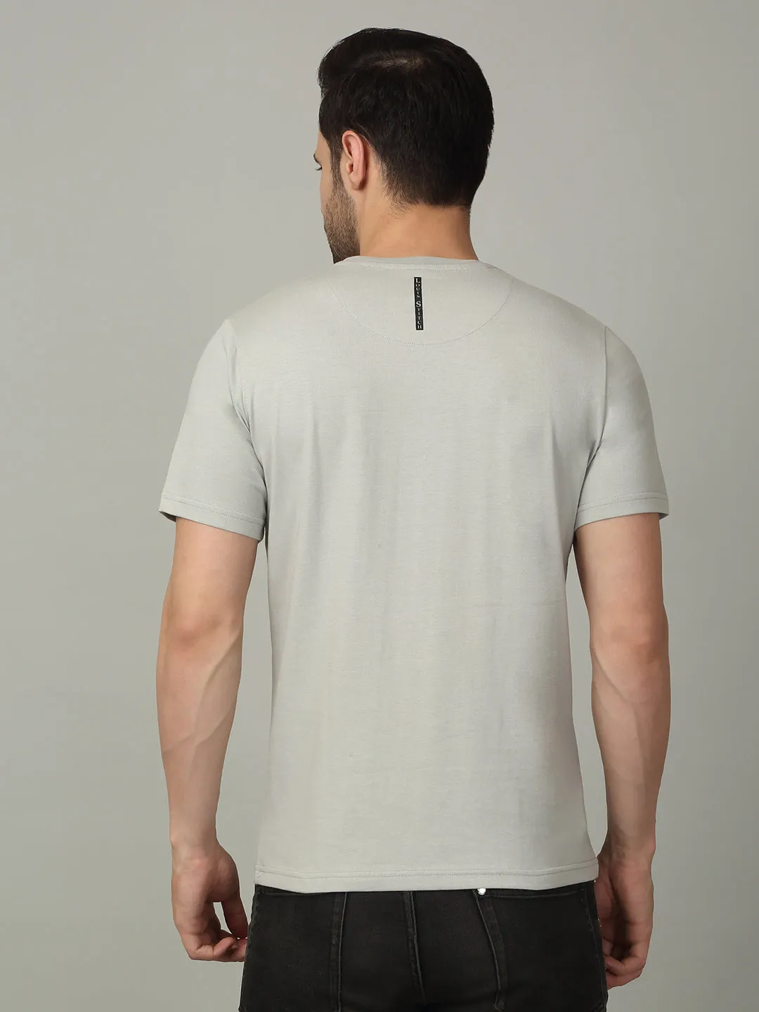 Men's Super Combed Cotton Graphic Printed Grey T-shirt