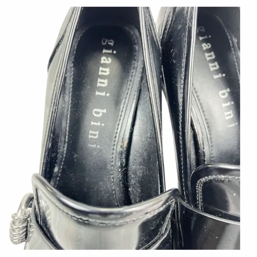 New *Gianni Bini Maxxwel Black Patent Platform Oxford Loafer Shoes (Sz/9M)