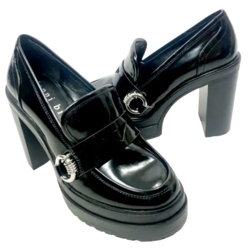 New *Gianni Bini Maxxwel Black Patent Platform Oxford Loafer Shoes (Sz/9M)