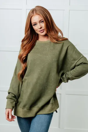 One Eleven North-No Plain Jane Oversized Sweatshirt in Green