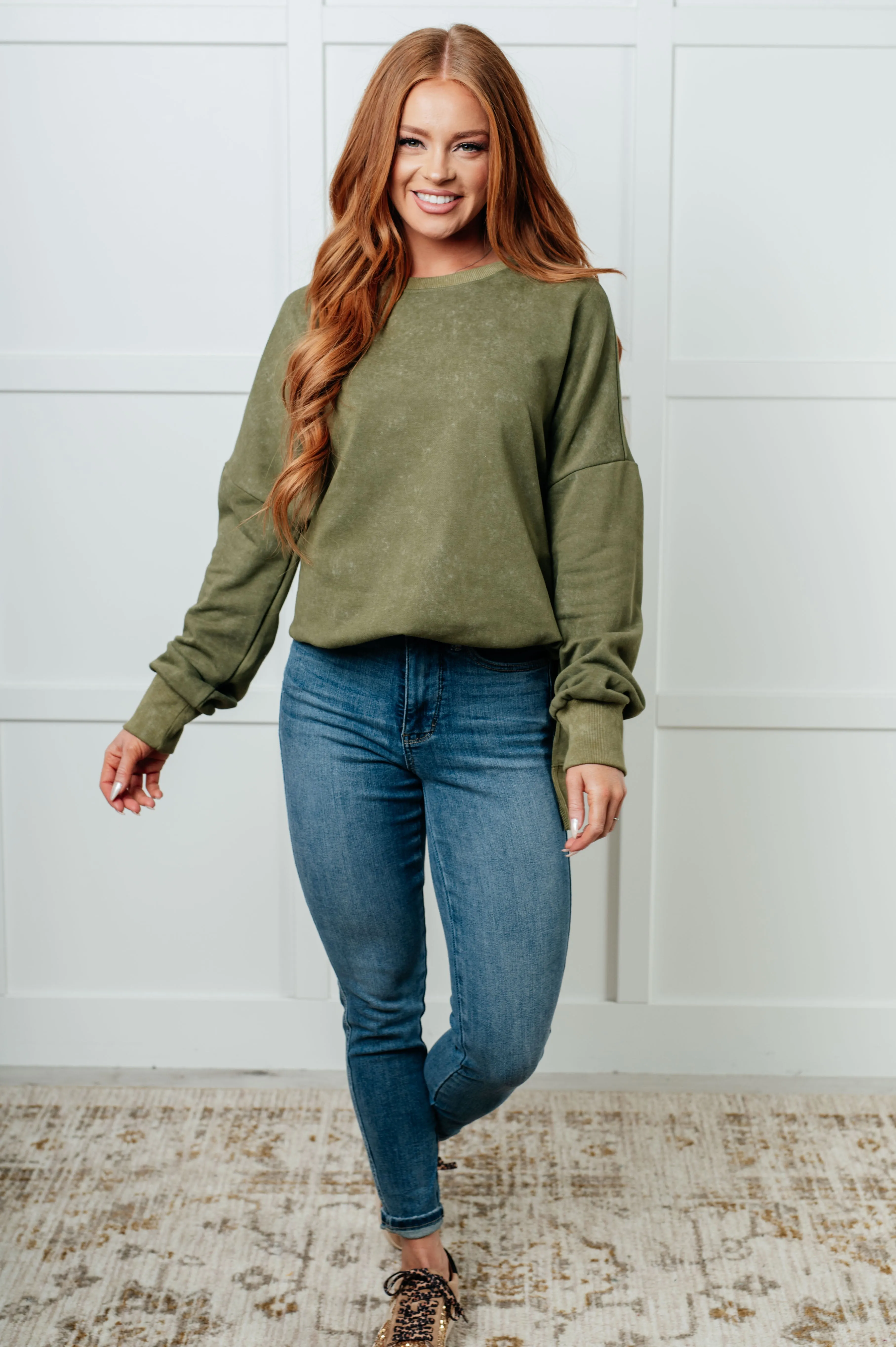 One Eleven North-No Plain Jane Oversized Sweatshirt in Green