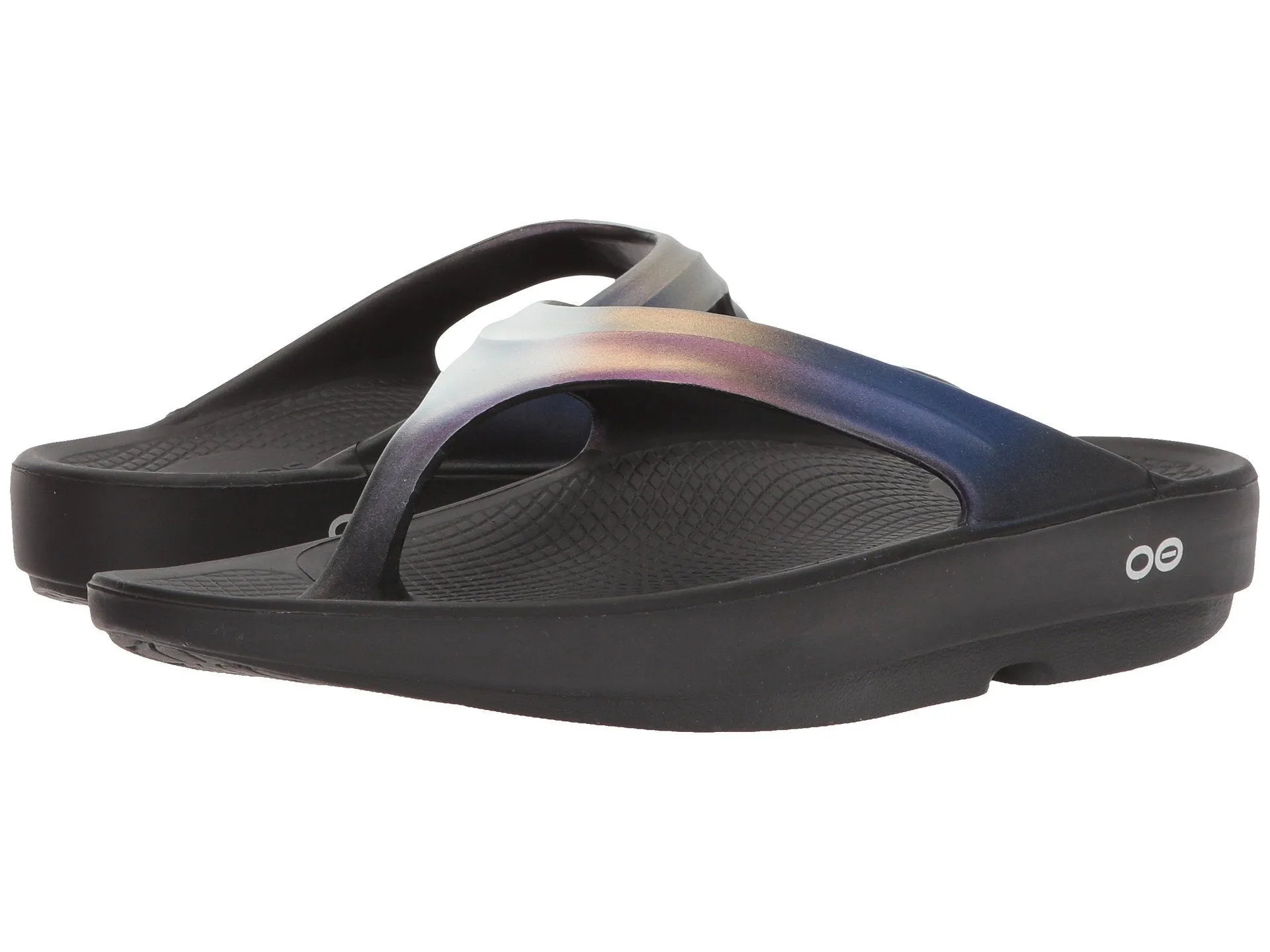 OOFOS Unisex OOlala Luxe Flip Flops - Black/Calypso