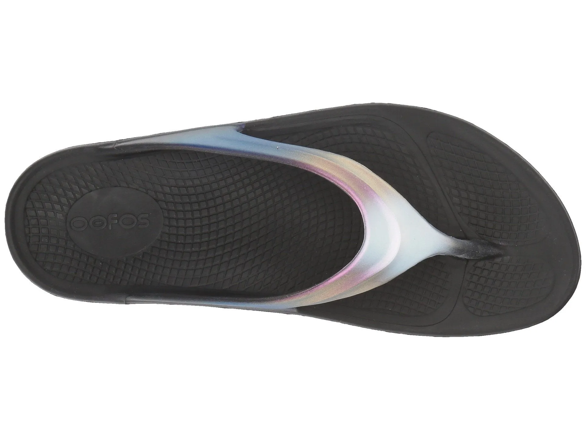 OOFOS Unisex OOlala Luxe Flip Flops - Black/Calypso