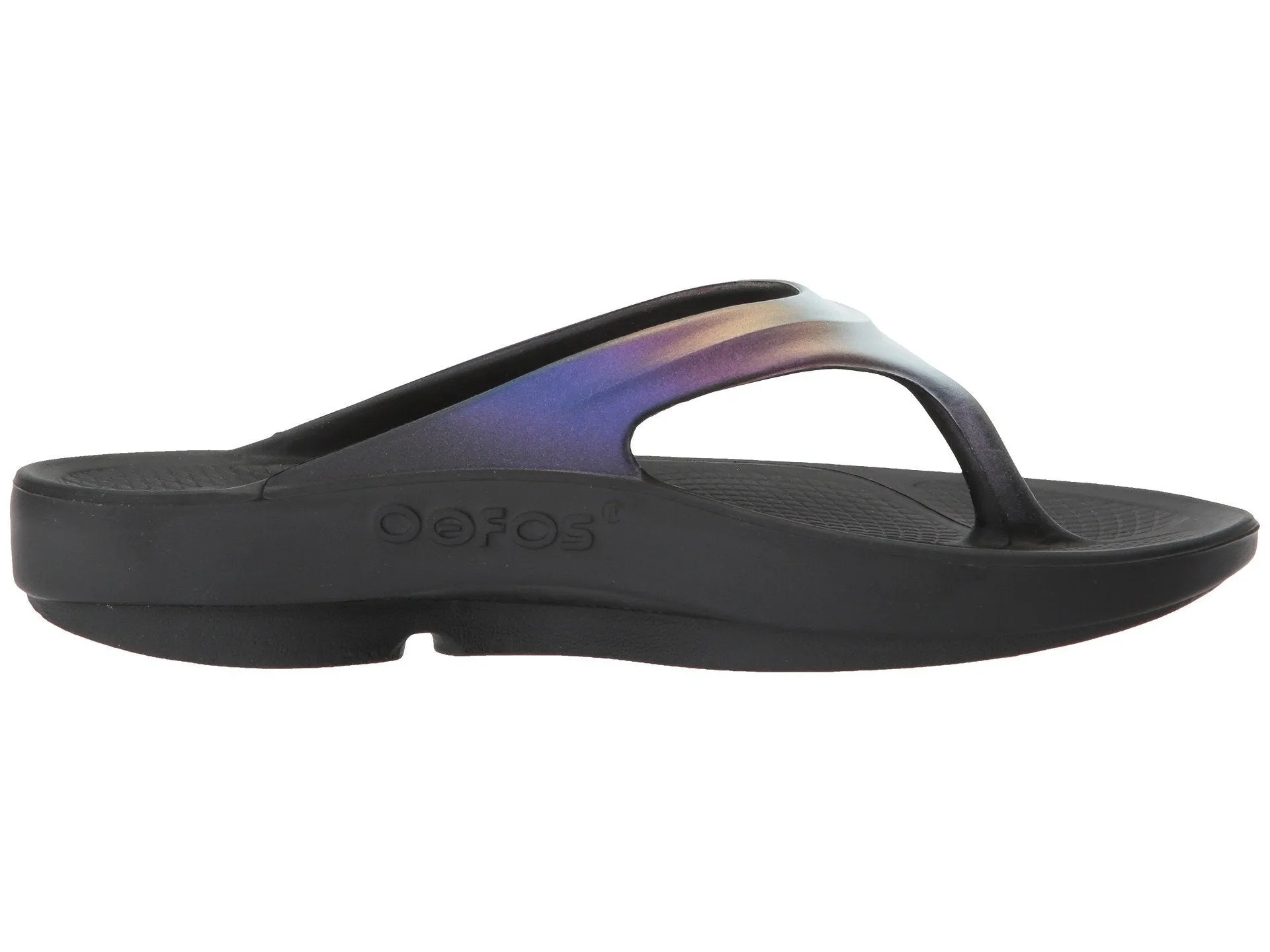 OOFOS Unisex OOlala Luxe Flip Flops - Black/Calypso